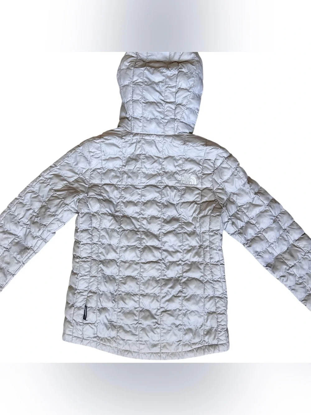 The North Face Girls 7/8 Light Gray ThermoBall Eco Hooded Jacket